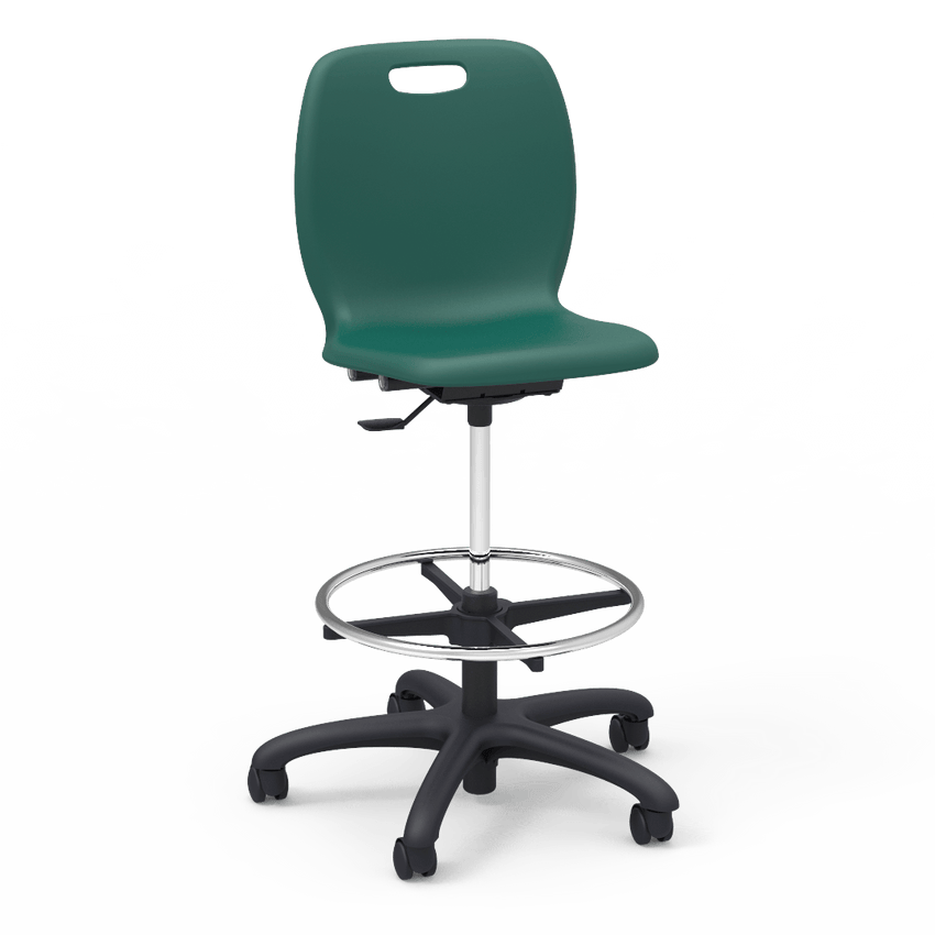 Virco N2 Series Height Adjustable Mobile Lab Stool - XL Seat - SchoolOutlet