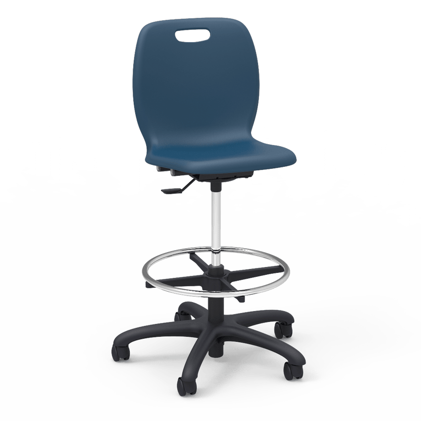 Virco N2 Series Height Adjustable Mobile Lab Stool - SchoolOutlet