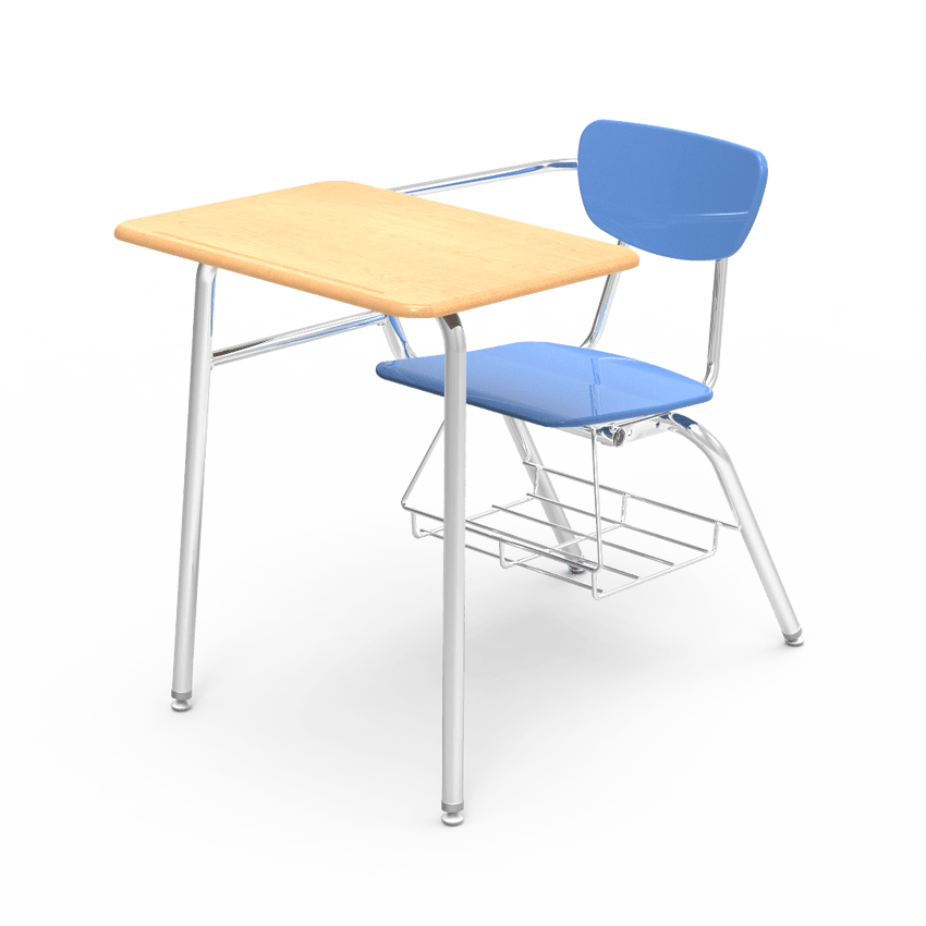 Virco 3400BRL Student Combo Desk with 18" Hard Plastic Seat, 18" x 24" Laminate Top, bookrack for School and Classrooms - SchoolOutlet