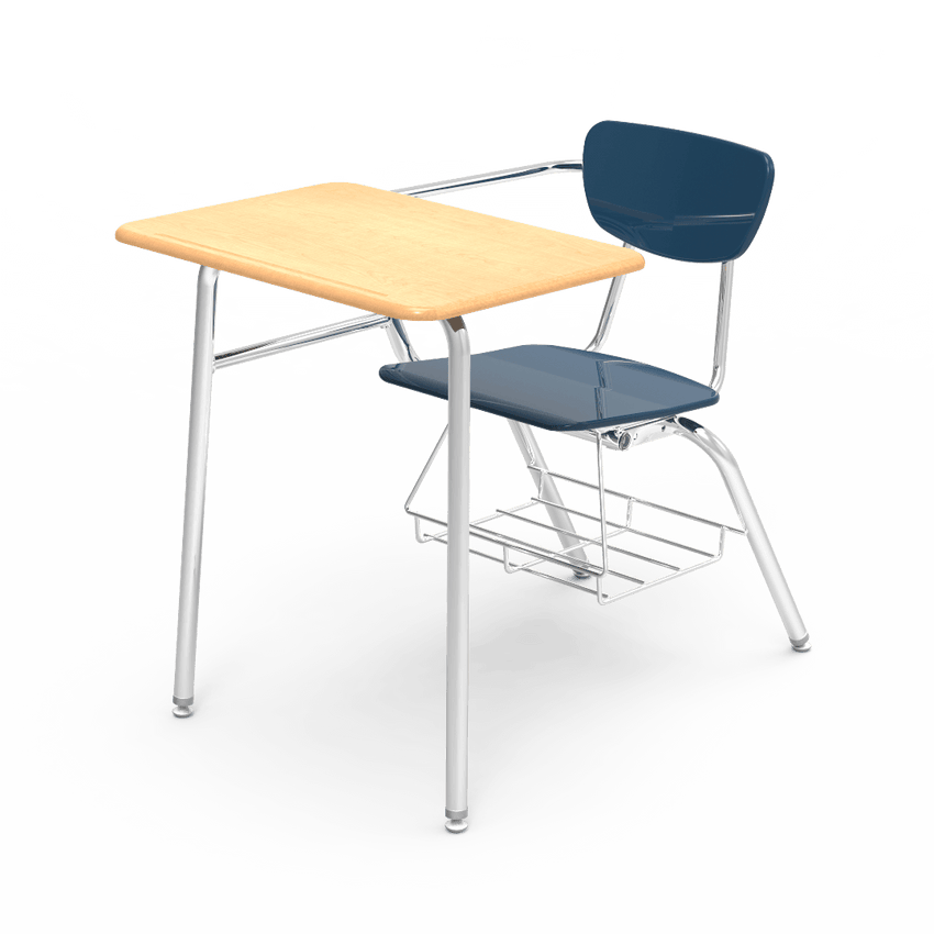Virco 3400BRL Student Combo Desk with 18" Hard Plastic Seat, 18" x 24" Laminate Top, bookrack for School and Classrooms - SchoolOutlet