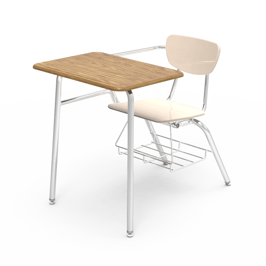 Virco 3400BRL Student Combo Desk with 18" Hard Plastic Seat, 18" x 24" Laminate Top, bookrack for School and Classrooms - SchoolOutlet