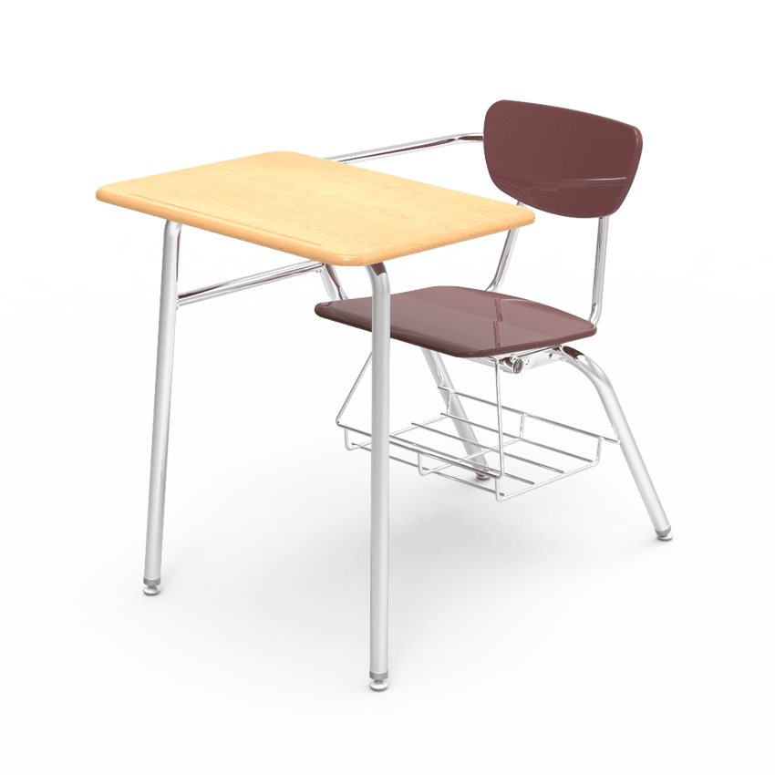 Virco 3400BRL Student Combo Desk with 18" Hard Plastic Seat, 18" x 24" Laminate Top, bookrack for School and Classrooms - SchoolOutlet