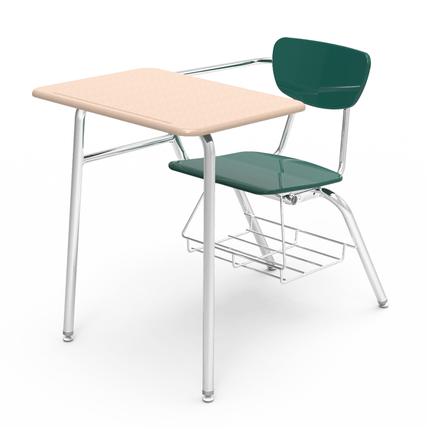 Virco 3400BRM Student Combo Desk with 18" Hard Plastic Seat, 18" x 24" Hard Plastic Top, bookrack for School and Classrooms - SchoolOutlet