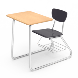 Virco 3640BRM - Sled Based Combo Desk with 18" Hard Plastic Seat, 18" x 24" Hard Plastic Top, bookrack (Virco 3640BRM)