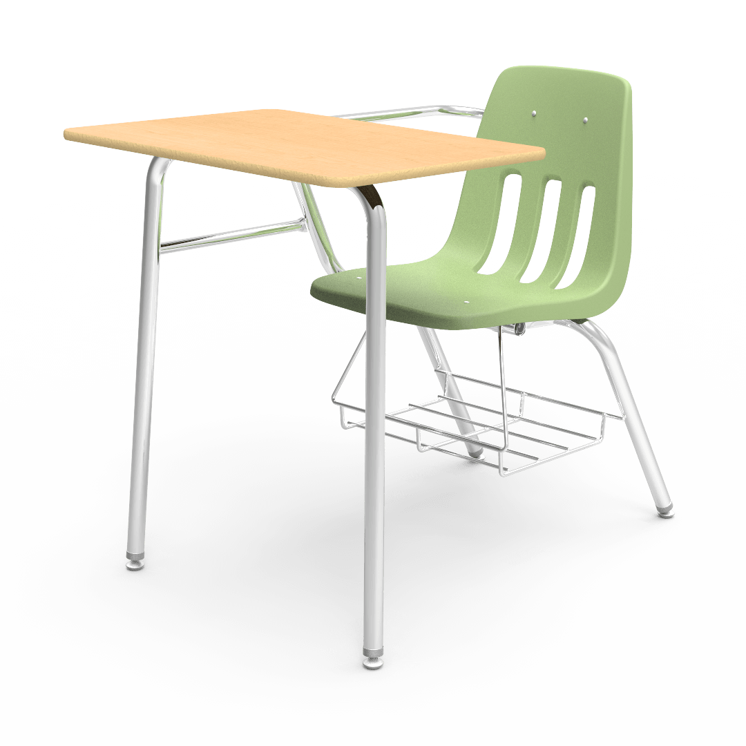 Virco 9400BR Student Combo Desk with 18" Seat, 18" x 24" High-Pressure Laminate Top, Bookrack for School and Classrooms - SchoolOutlet