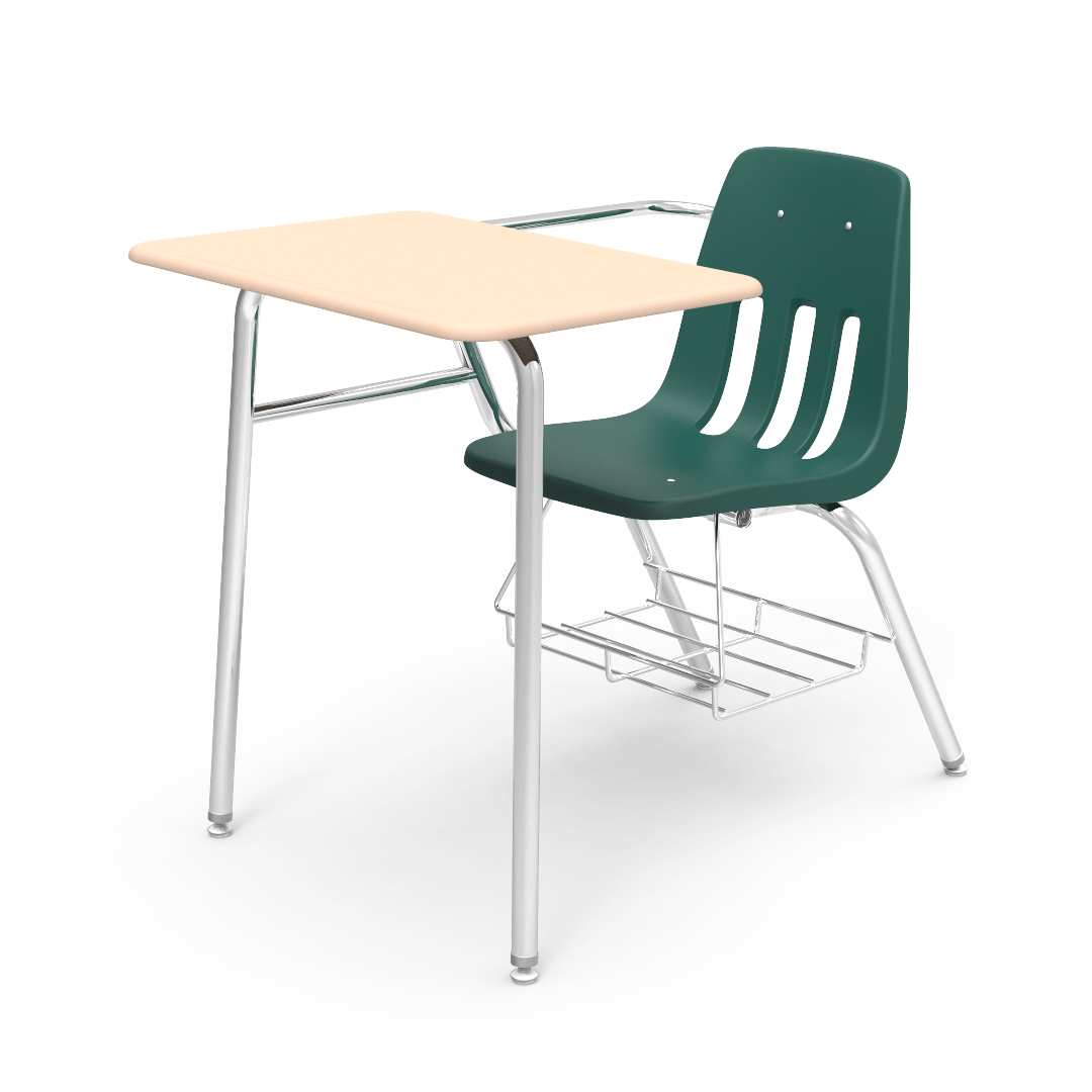 Virco 9400BRM Student Combo Desk with 18" Seat, 18" x 24" High-Pressure Hard Plastic Top, Bookrack for School and Classrooms - SchoolOutlet