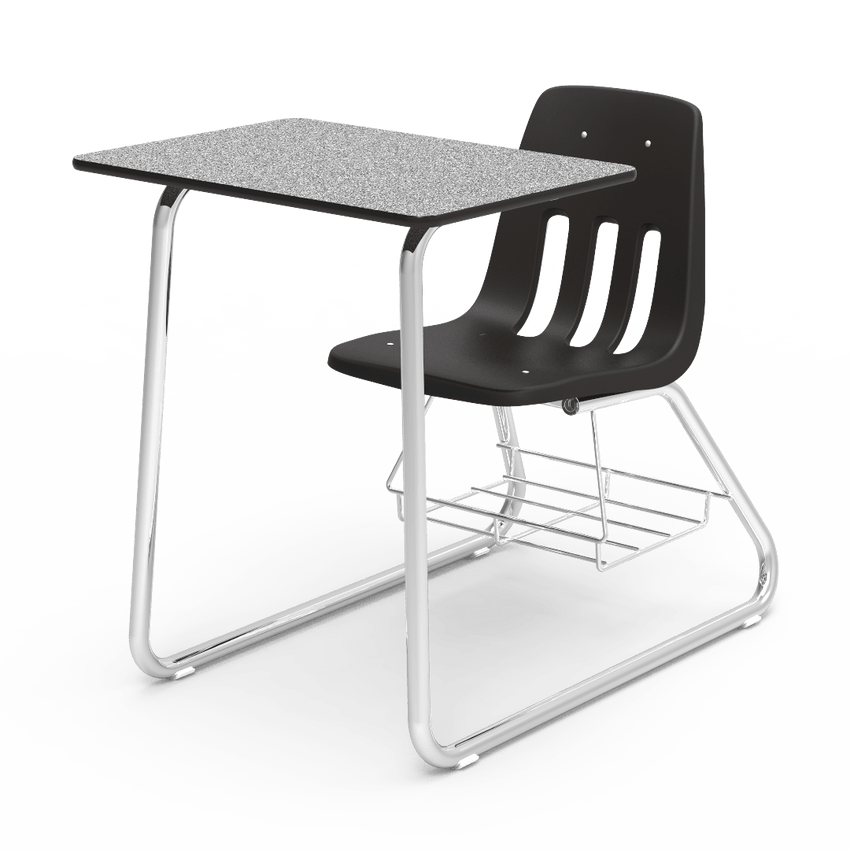 Virco 9640BR - Sled Based Combo Desk with 18" Seat, 18" x 24" Laminate Top, Bookrack (Virco 9640BR) - SchoolOutlet