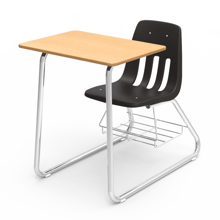 Virco 9640BR - Sled Based Combo Desk with 18" Seat, 18" x 24" Laminate Top, Bookrack (Virco 9640BR) - SchoolOutlet
