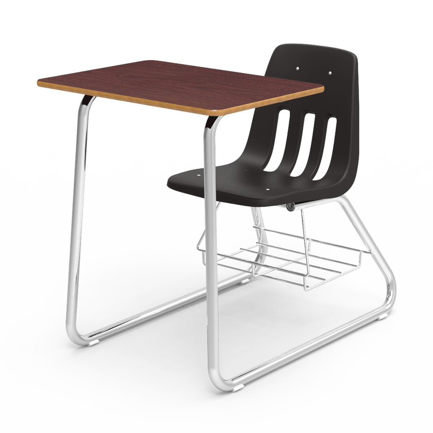 Virco 9640BR - Sled Based Combo Desk with 18" Seat, 18" x 24" Laminate Top, Bookrack (Virco 9640BR) - SchoolOutlet