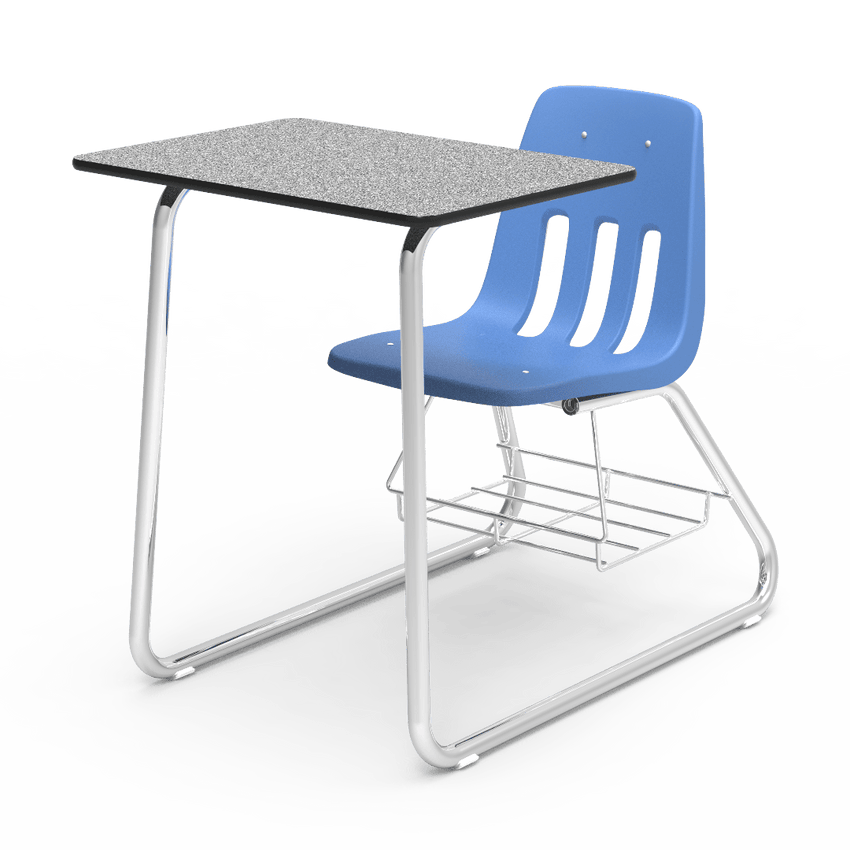 Virco 9640BR - Sled Based Combo Desk with 18" Seat, 18" x 24" Laminate Top, Bookrack (Virco 9640BR) - SchoolOutlet