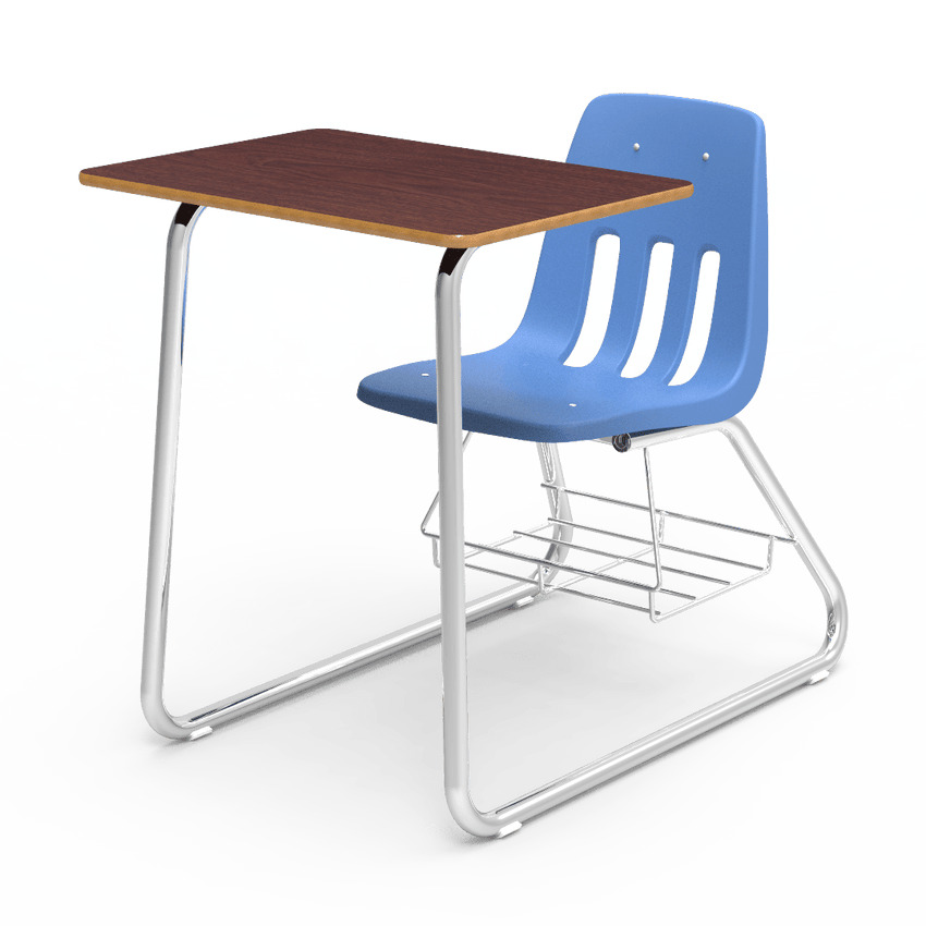Virco 9640BR - Sled Based Combo Desk with 18" Seat, 18" x 24" Laminate Top, Bookrack (Virco 9640BR) - SchoolOutlet