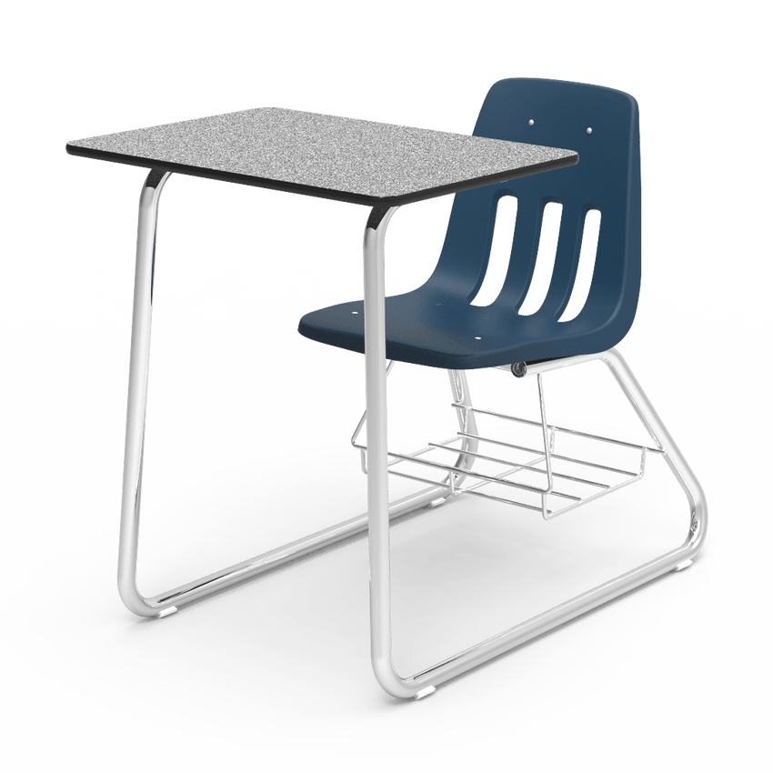 Virco 9640BR - Sled Based Combo Desk with 18" Seat, 18" x 24" Laminate Top, Bookrack (Virco 9640BR) - SchoolOutlet