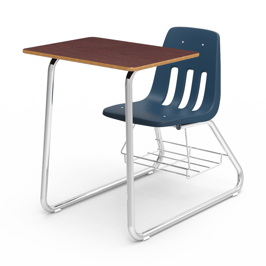 Virco 9640BR - Sled Based Combo Desk with 18" Seat, 18" x 24" Laminate Top, Bookrack (Virco 9640BR) - SchoolOutlet