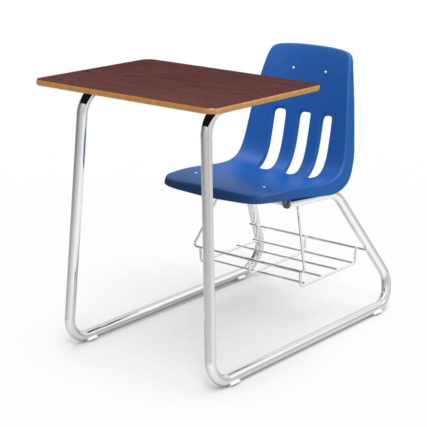 Virco 9640BR - Sled Based Combo Desk with 18" Seat, 18" x 24" Laminate Top, Bookrack (Virco 9640BR) - SchoolOutlet