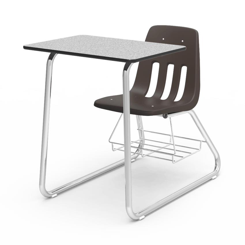 Virco 9640BR - Sled Based Combo Desk with 18" Seat, 18" x 24" Laminate Top, Bookrack (Virco 9640BR) - SchoolOutlet