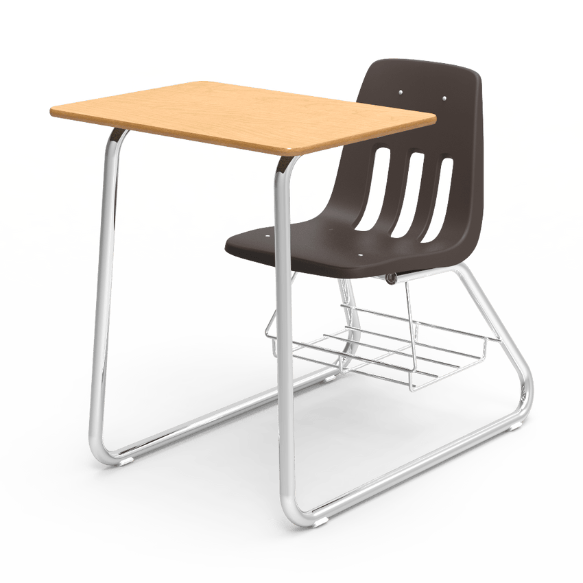 Virco 9640BR - Sled Based Combo Desk with 18" Seat, 18" x 24" Laminate Top, Bookrack (Virco 9640BR) - SchoolOutlet