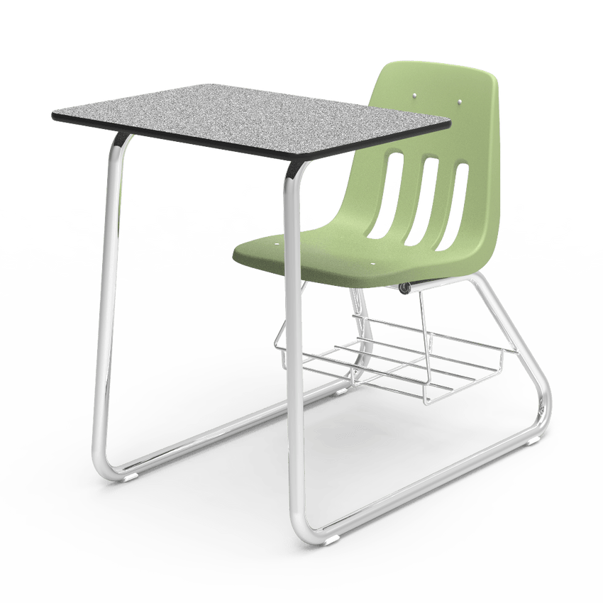 Virco 9640BR - Sled Based Combo Desk with 18" Seat, 18" x 24" Laminate Top, Bookrack (Virco 9640BR) - SchoolOutlet