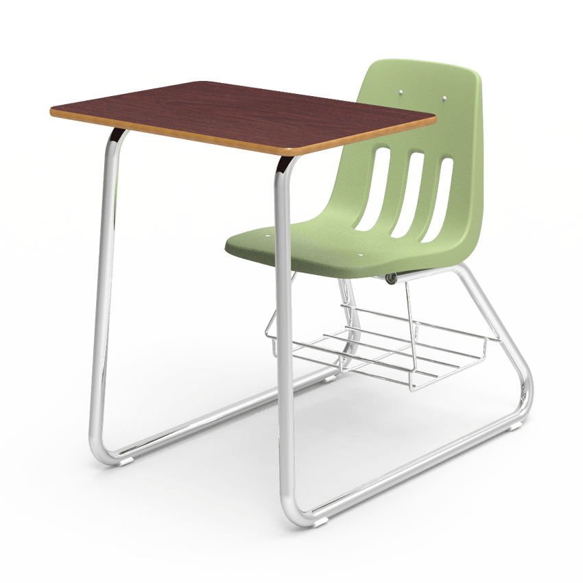 Virco 9640BR - Sled Based Combo Desk with 18" Seat, 18" x 24" Laminate Top, Bookrack (Virco 9640BR) - SchoolOutlet