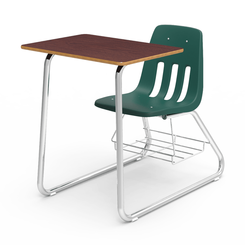 Virco 9640BR - Sled Based Combo Desk with 18" Seat, 18" x 24" Laminate Top, Bookrack (Virco 9640BR) - SchoolOutlet