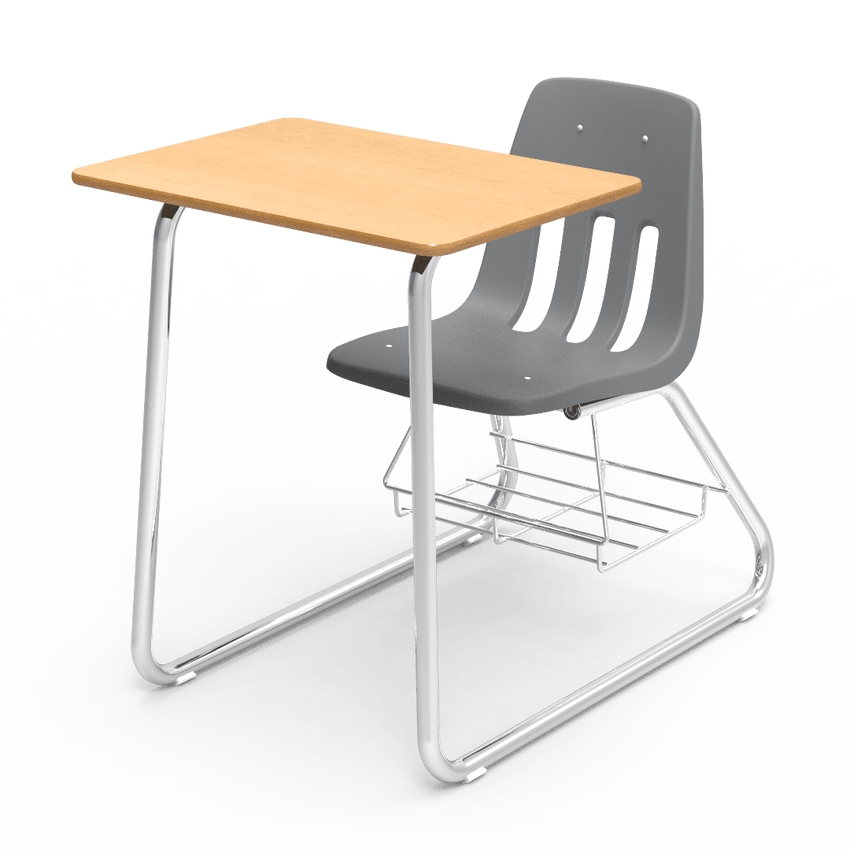 Virco 9640BR - Sled Based Combo Desk with 18" Seat, 18" x 24" Laminate Top, Bookrack (Virco 9640BR) - SchoolOutlet