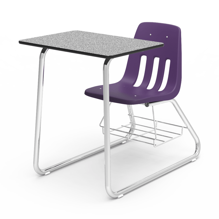 Virco 9640BR - Sled Based Combo Desk with 18" Seat, 18" x 24" Laminate Top, Bookrack (Virco 9640BR) - SchoolOutlet