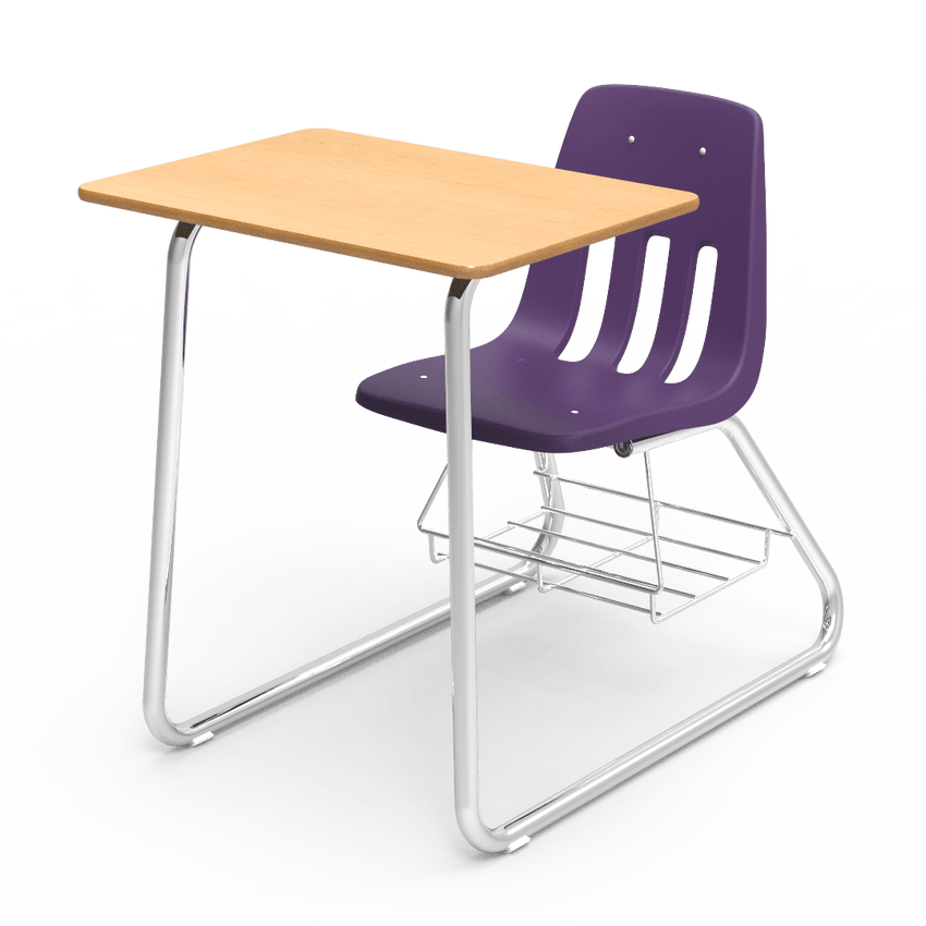 Virco 9640BR - Sled Based Combo Desk with 18" Seat, 18" x 24" Laminate Top, Bookrack (Virco 9640BR) - SchoolOutlet