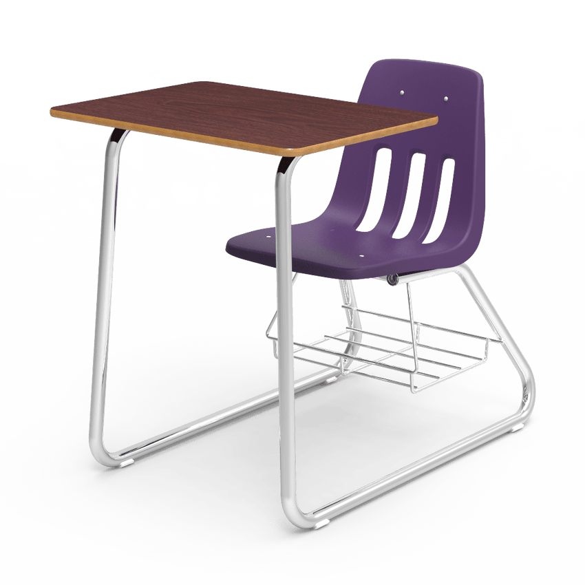 Virco 9640BR - Sled Based Combo Desk with 18" Seat, 18" x 24" Laminate Top, Bookrack (Virco 9640BR) - SchoolOutlet