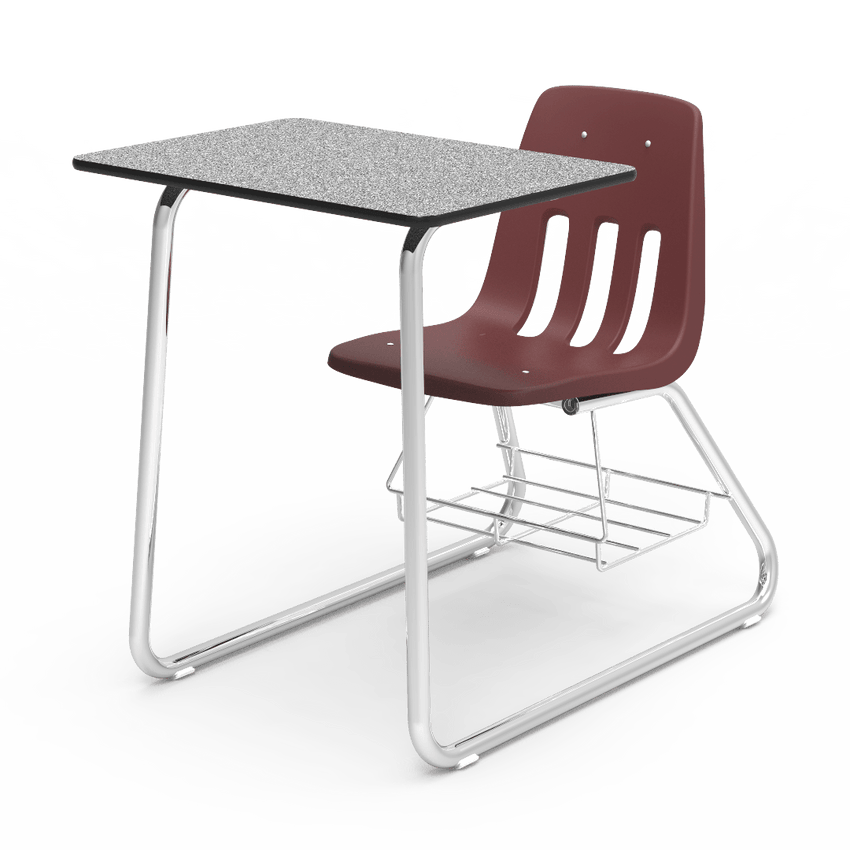 Virco 9640BR - Sled Based Combo Desk with 18" Seat, 18" x 24" Laminate Top, Bookrack (Virco 9640BR) - SchoolOutlet