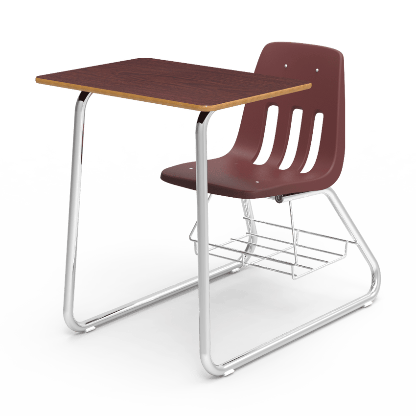 Virco 9640BR - Sled Based Combo Desk with 18" Seat, 18" x 24" Laminate Top, Bookrack (Virco 9640BR) - SchoolOutlet