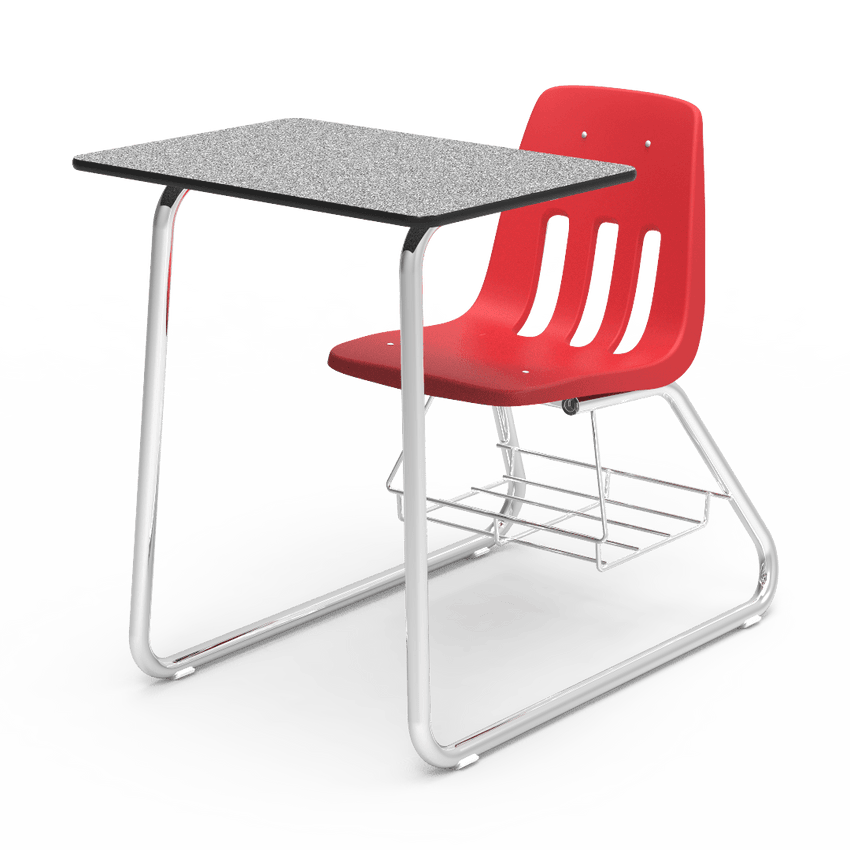 Virco 9640BR - Sled Based Combo Desk with 18" Seat, 18" x 24" Laminate Top, Bookrack (Virco 9640BR) - SchoolOutlet