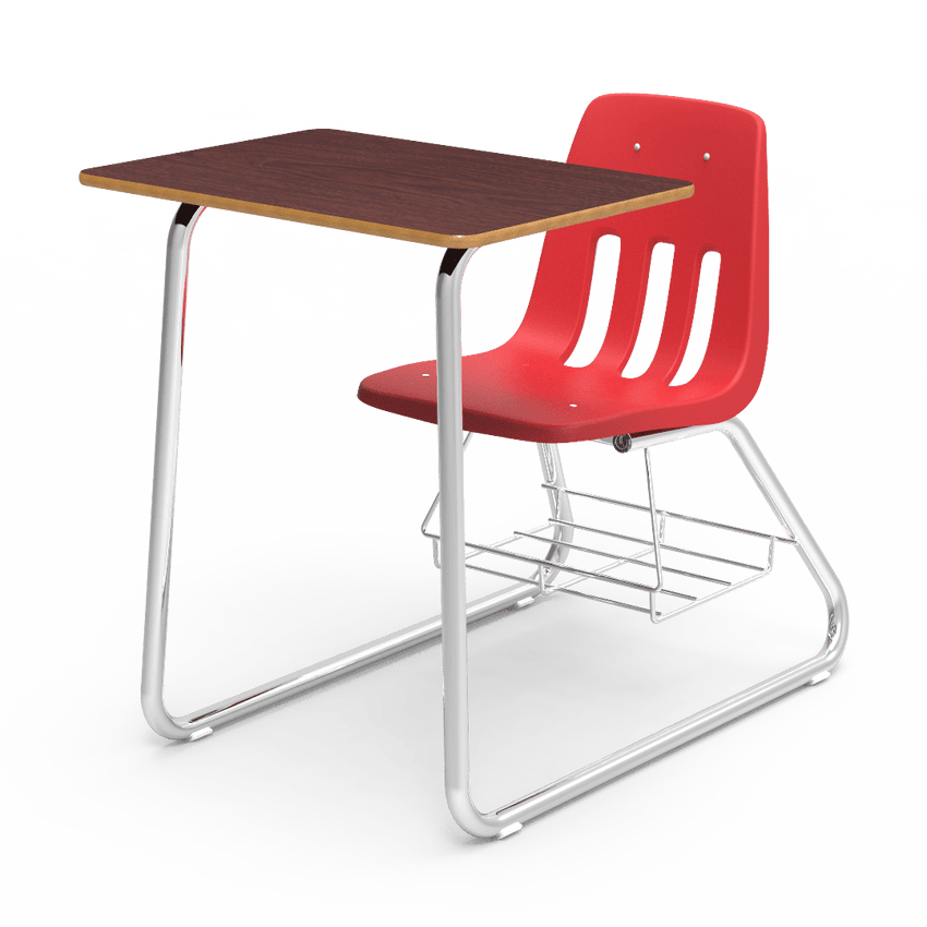 Virco 9640BR - Sled Based Combo Desk with 18" Seat, 18" x 24" Laminate Top, Bookrack (Virco 9640BR) - SchoolOutlet