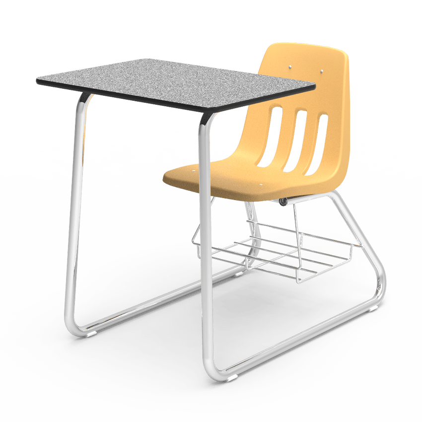 Virco 9640BR - Sled Based Combo Desk with 18" Seat, 18" x 24" Laminate Top, Bookrack (Virco 9640BR) - SchoolOutlet
