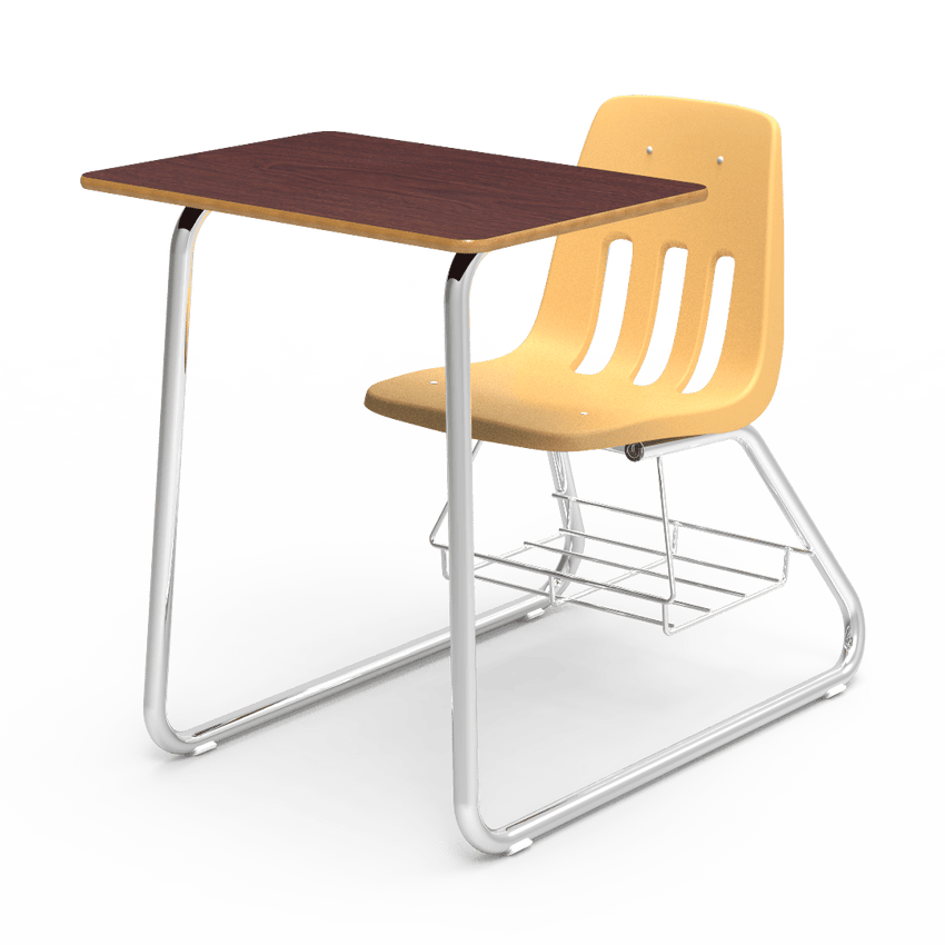 Virco 9640BR - Sled Based Combo Desk with 18" Seat, 18" x 24" Laminate Top, Bookrack (Virco 9640BR) - SchoolOutlet