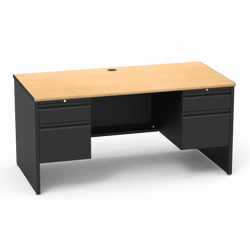 Virco 533060 - 53 Series Teacher's Desk, 30" x 60" Top, Double-Pedestal, Box/file with lock, no center drawer