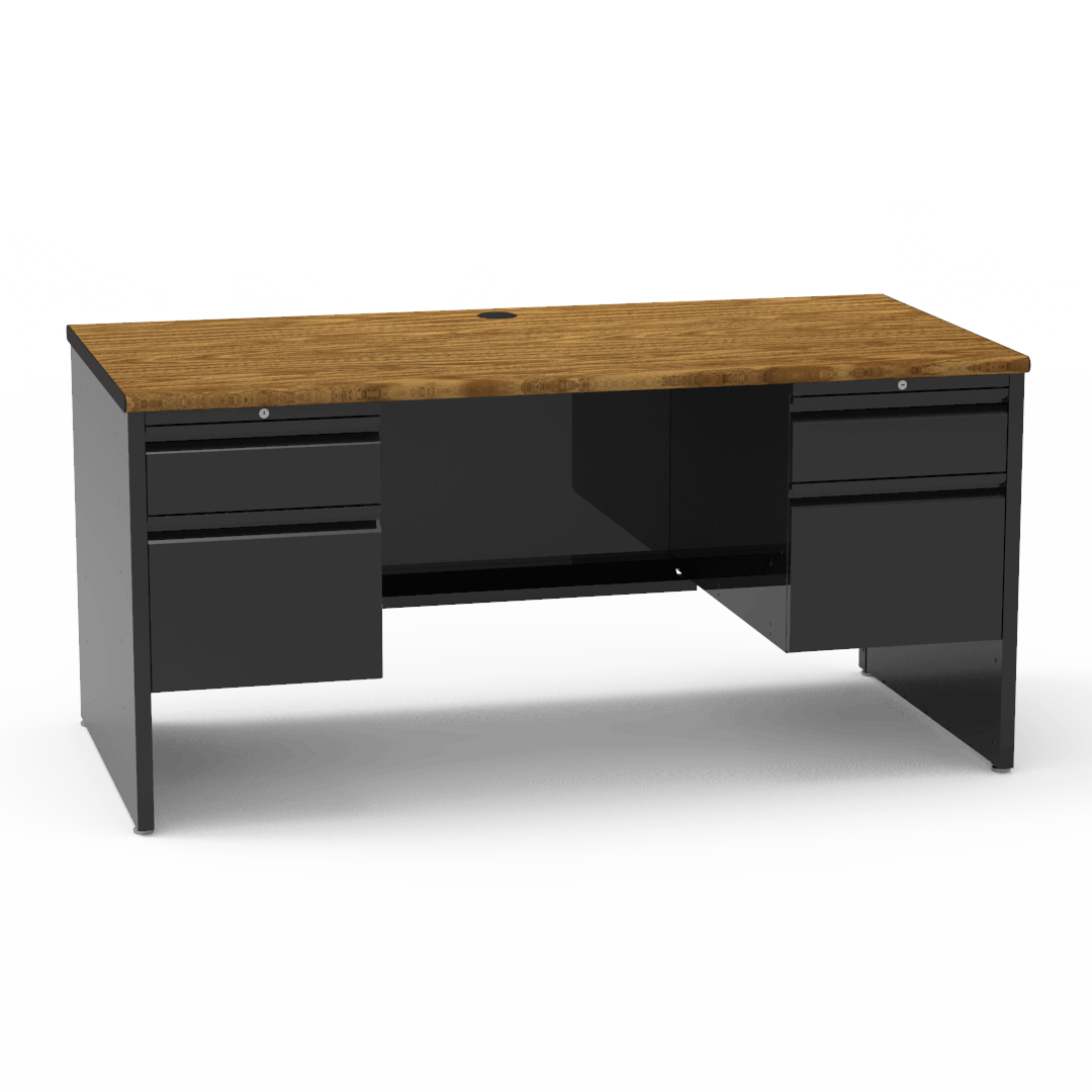 Virco 533060 - 53 Series Teacher's Desk, 30" x 60" Top, Double-Pedestal, Box/file with lock, no center drawer - SchoolOutlet