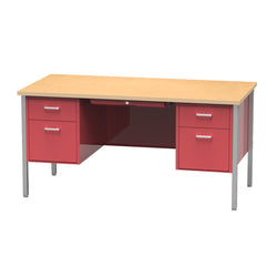 Virco 646 Double Pedestal Teacher Desk - 640 Series with a 30"D x 60"L High-pressure Laminate Surface