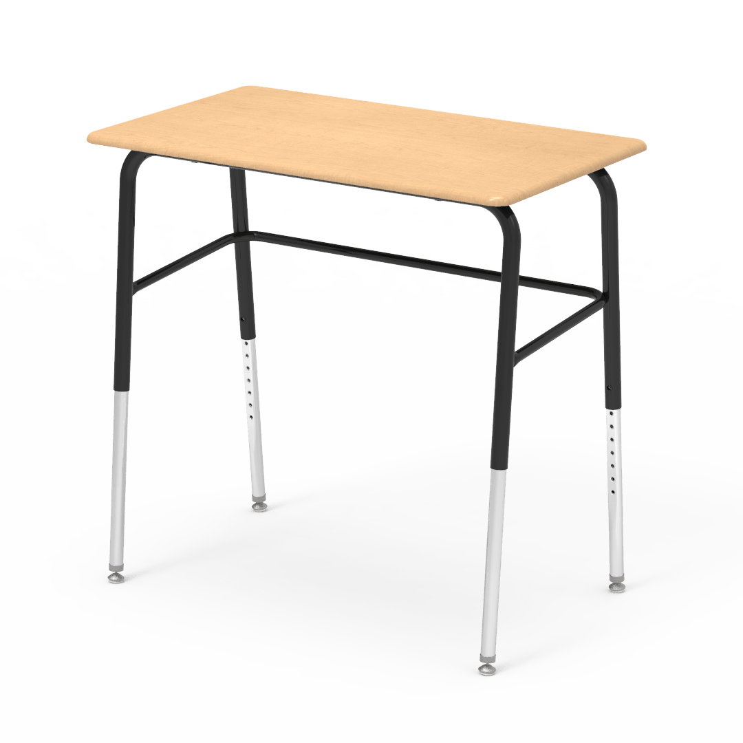 Virco 723 Adjustable Height Student Desk, No Bookrack and Laminate Top with Nylon Glides - SchoolOutlet