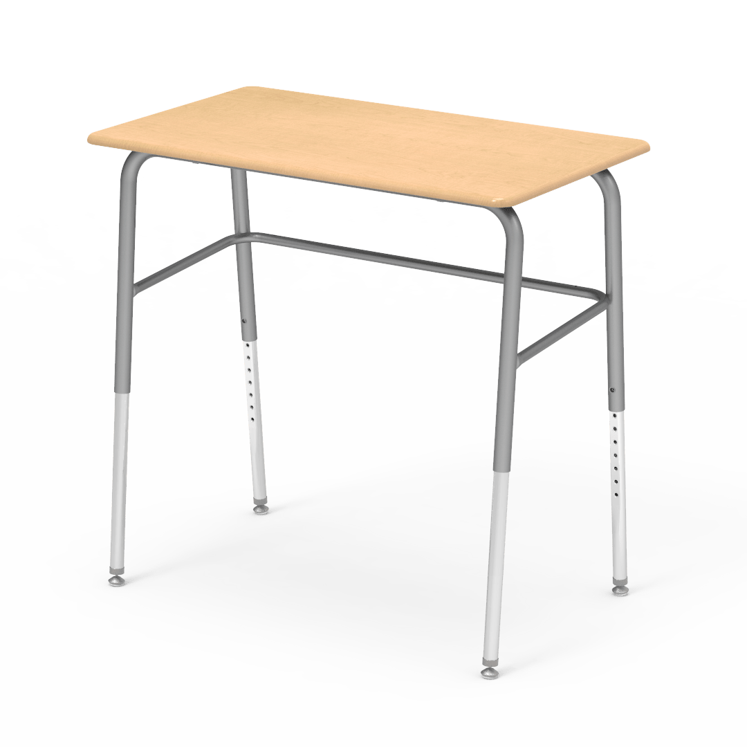 Virco 723 Adjustable Height Student Desk, No Bookrack and Laminate Top with Nylon Glides - SchoolOutlet