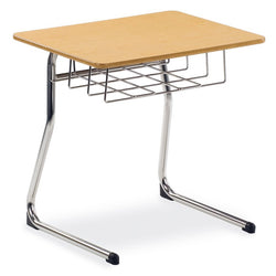 Virco Sigma Series 25" Fixed Height Student Desk, Cantilever Leg and 20" x 26" Top and Wire Book Basket (Virco 73325BR)