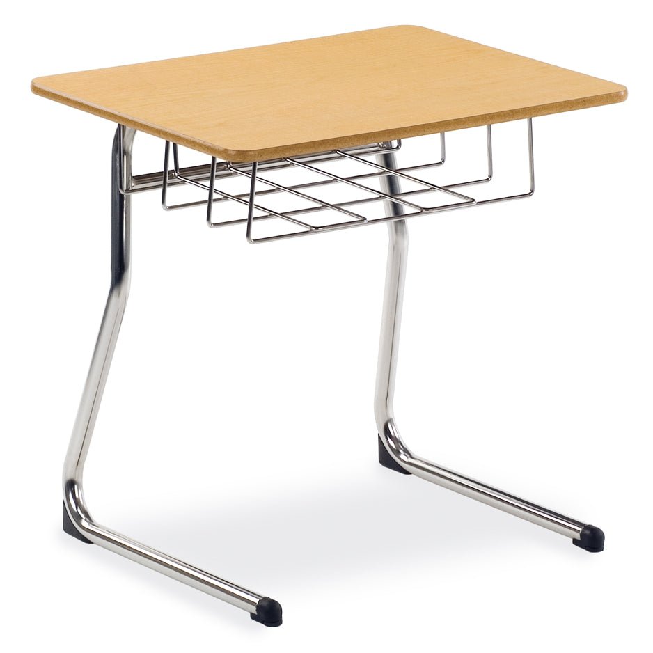 Virco Sigma Series 25" Fixed Height Student Desk, Cantilever Leg and 20" x 26" Top and Wire Book Basket (Virco 73325BR) - SchoolOutlet