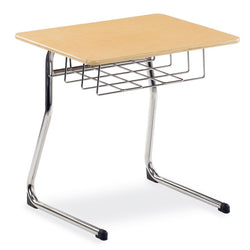 Virco Sigma Series 25" Fixed Height Student Desk, Cantilever Leg and 20" x 26" Hard Plastic Top and Wire Book Basket  (Virco 73325BRM)