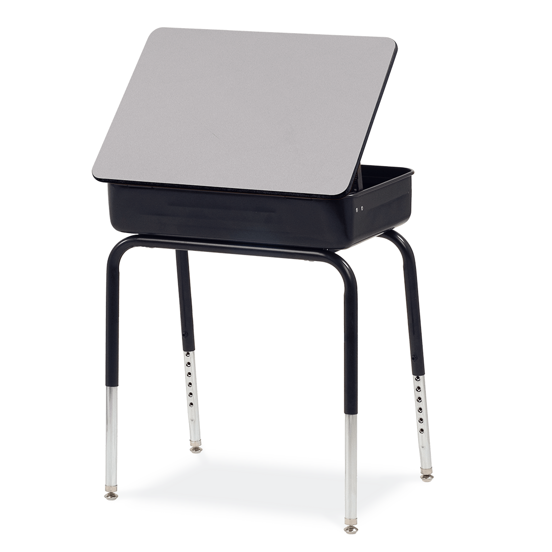 Virco 751MBB Lift-Lid Student Desk 18" x 24" Laminate Top with Metal Book Box and Adjustable Height Legs, for Schools and Classrooms - SchoolOutlet