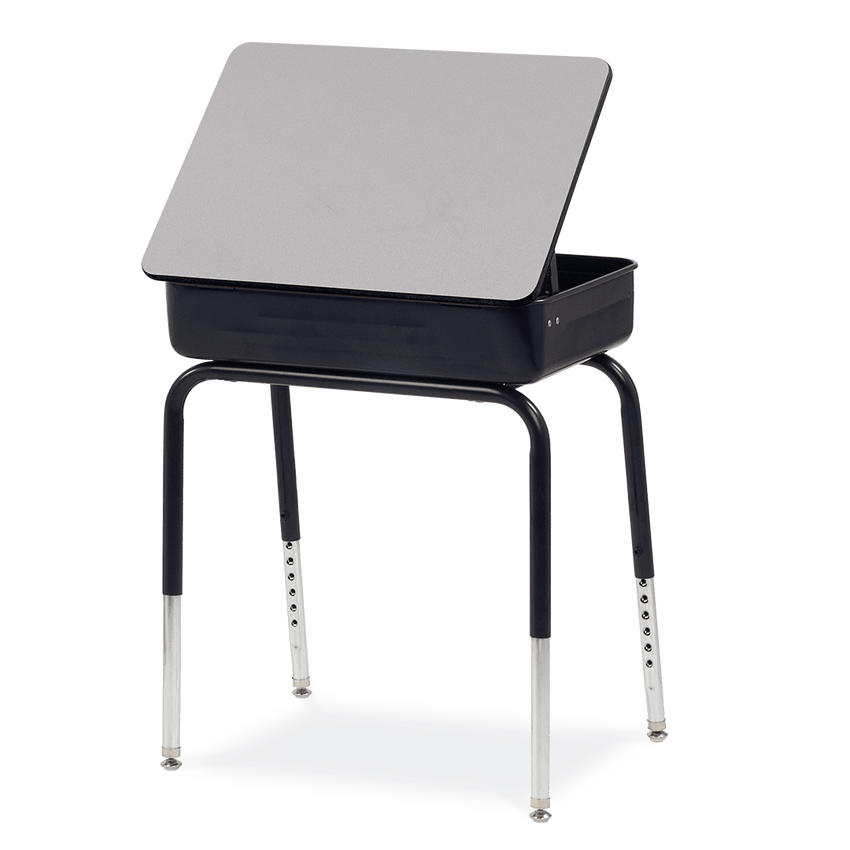 Virco 751MBB Lift-Lid Student Desk 18" x 24" Laminate Top with Metal Book Box and Adjustable Height Legs, for Schools and Classrooms - SchoolOutlet