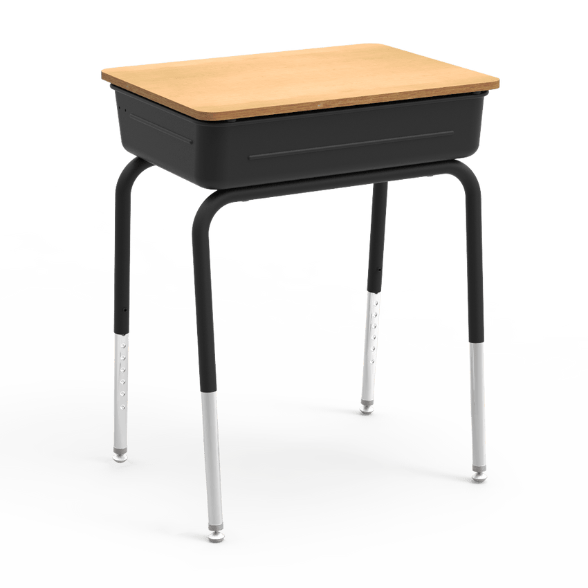 Virco 751MBB Lift-Lid Student Desk 18" x 24" Laminate Top with Metal Book Box and Adjustable Height Legs, for Schools and Classrooms - SchoolOutlet