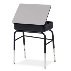 Virco 751MBBLB Lift-Lid Student Desk 18" x 24" Laminate Top with 5"D Metal Book Box, Leg Brace and Adjustable Height Legs (23"-31"H), for Schools and Classrooms