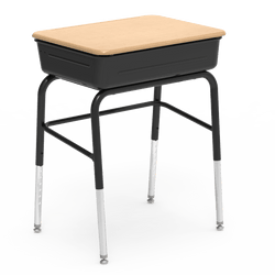 Virco 751MBBLBM Lift-Lid Student Desk 24"W x 18"D Hard Plastic Top with Metal Book Box, Leg Brace and Adjustable Height Legs, for Schools and Classrooms