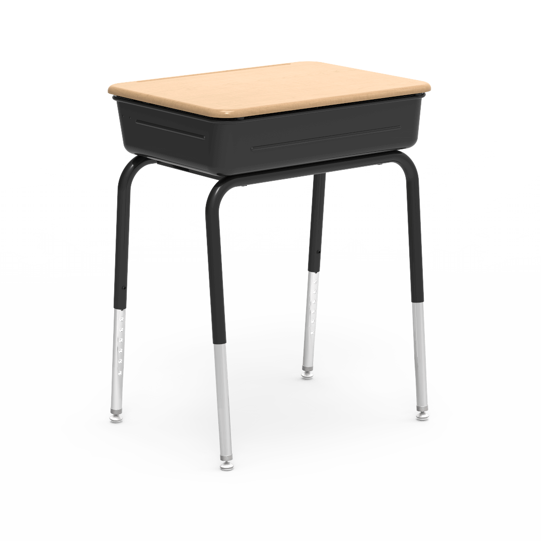 Virco 751MBBM Lift-Lid Student Desk 18" x 24" Hard Plastic Top with Metal Book Box and Adjustable Height Legs, for Schools and Classrooms - SchoolOutlet