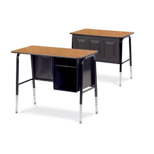 Virco 765MBB Jr. Executive Student Desk 20" x 34" Laminate Top with Book Shelf and Adjustable Height Legs for Classroom and Schools - SchoolOutlet