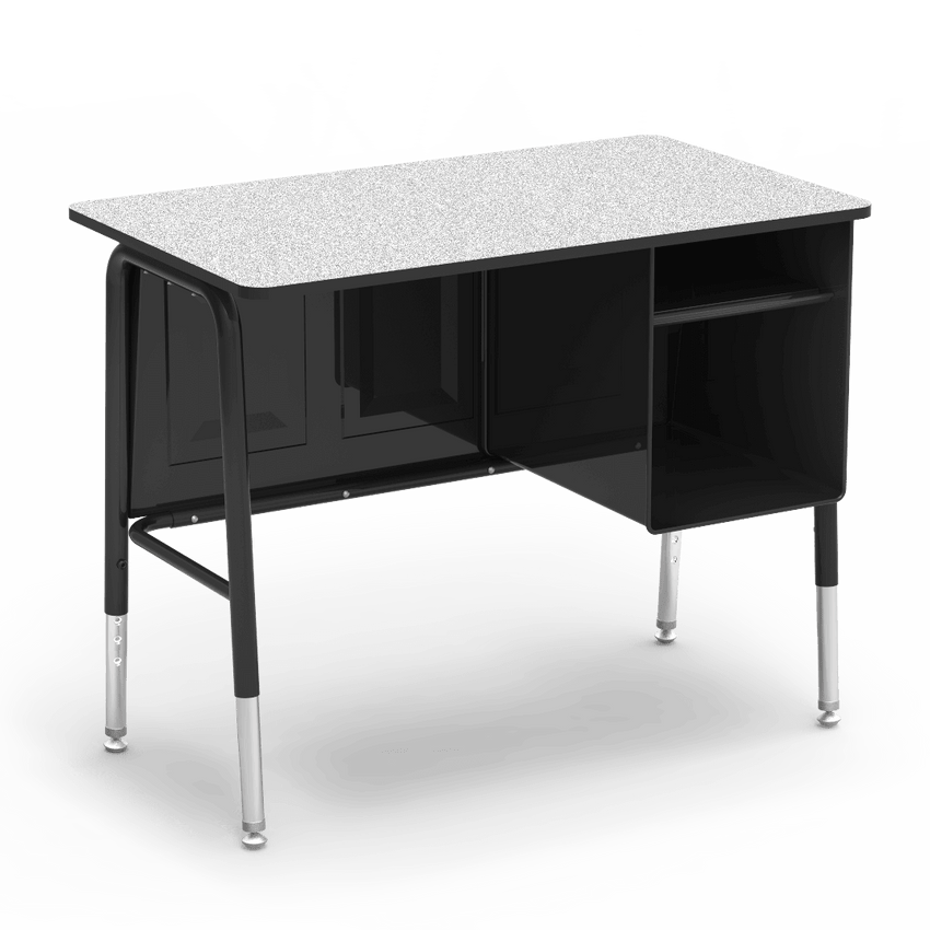 Virco 765MBB Jr. Executive Student Desk 20" x 34" Laminate Top with Book Shelf and Adjustable Height Legs for Classroom and Schools - SchoolOutlet