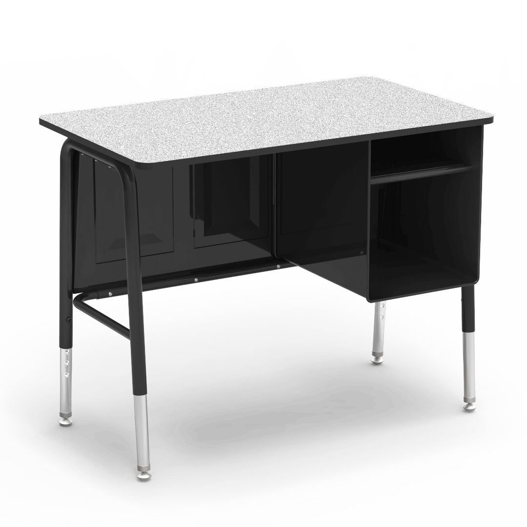 Virco 765MBB Jr. Executive Student Desk 20" x 34" Laminate Top with Book Shelf and Adjustable Height Legs for Classroom and Schools - SchoolOutlet